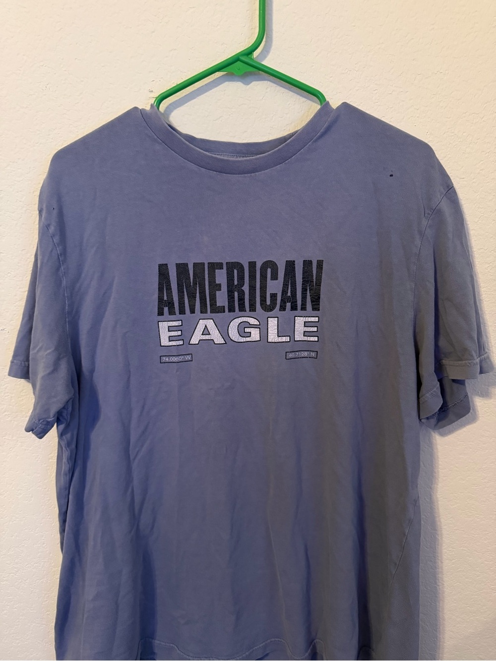 American Eagle Outfitters Men's Dusty Blue Logo Tee